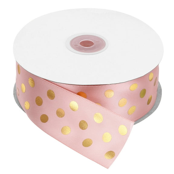 Grosgrain Ribbons 50 Yards 1-1/2 Inch Dark Pink Gold Dots Ribbon for Crafts Gift Wrapping Wedding