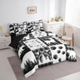 thumbnail image 3 of Feelyou Wildlife Elk Deer Bedding Comforter Set 7pcs, Grey Buffalo Plaid King Bedding Sets, 3 of 8