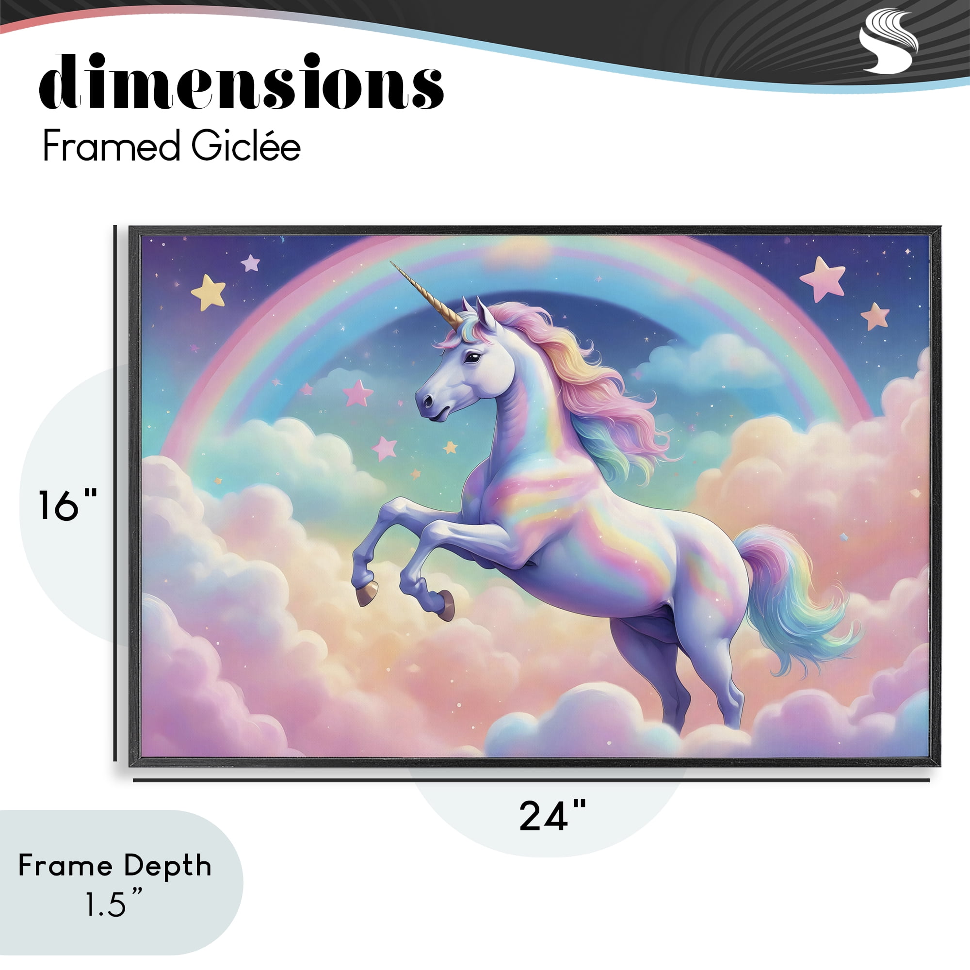 Stupell Industries Colorful Galaxy Unicorn Black Framed Giclee Art, design by Creative Studio