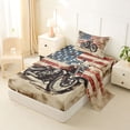 thumbnail image 2 of Castle Fairy Retro Motorcycle Twin Sheet Sets 3pcs for Teens, American Flag Print Bedding for Bedroom, Red Beige, 2 of 6