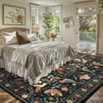 thumbnail image 4 of Lahome Decor Large 8'x10' Boho Floral Area Rugs for Living Room,Non Slip Rug with Bird Printed Machine Washable,Soft Indoor Low Pile Carpet for Bedroom Dining Room Playroom Office,Black, 4 of 9