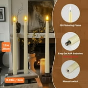 PChero 11 Flameless Taper Candles with Remote Timer, 10 Pack Battery Operated Flickering LED Taper Candlesticks Ivory Faux Wax Window Candles for Thanksgiving Christmas Holiday Wedding Decor