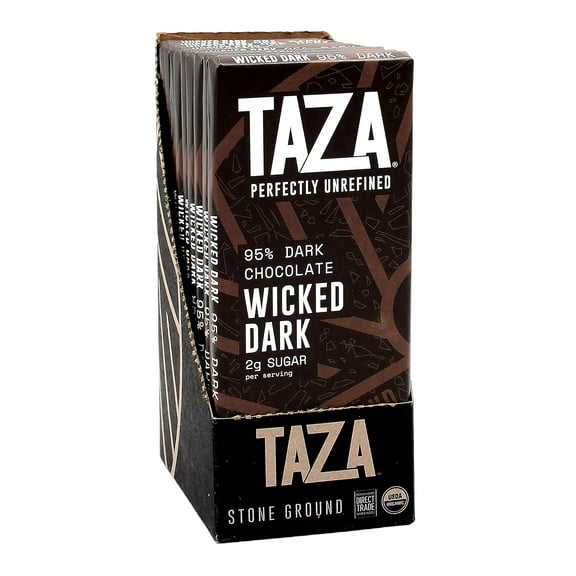 Taza Chocolate 95% Wicked Dark Chocolate Bar, 2.5 Oz, 10 Ct