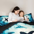 thumbnail image 5 of Homewish Cartoon Ocean Shark Twin Bedding Sets 7-Piece, Underwater World Bedding Comforter Set, Teens Kids Girls Boys Reversible Sheet Sets, Breathable Home Decor, 5 of 8