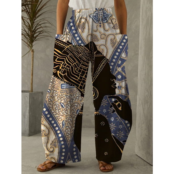 Pantalones de mujer europeos y americanos con estampado de grafiti, pantalones casuales holgados con bolsillos