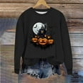 thumbnail image 4 of Inverlee Women's Halloween Sweatshirts Cute Pumpkin Ghost Graphic T-shirt Stretch Round Neck Sweatshirt Long Sleeve Holiday Pullover Tops Halloween Gifts, 4 of 6