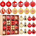 thumbnail image 1 of RV 42 Piezas Adornos de Bolas de Árbol de Navidad Bolas de Navidad Colgantes de Plástico con Purpurina Adornos de Árbol de Navidad Bolas Colgantes de Árbol de Navidad de 2,36" y 1,18" para Decoración Navideña (Rojo, Dorado, Nieve) Rojo Verde, 1 of 5