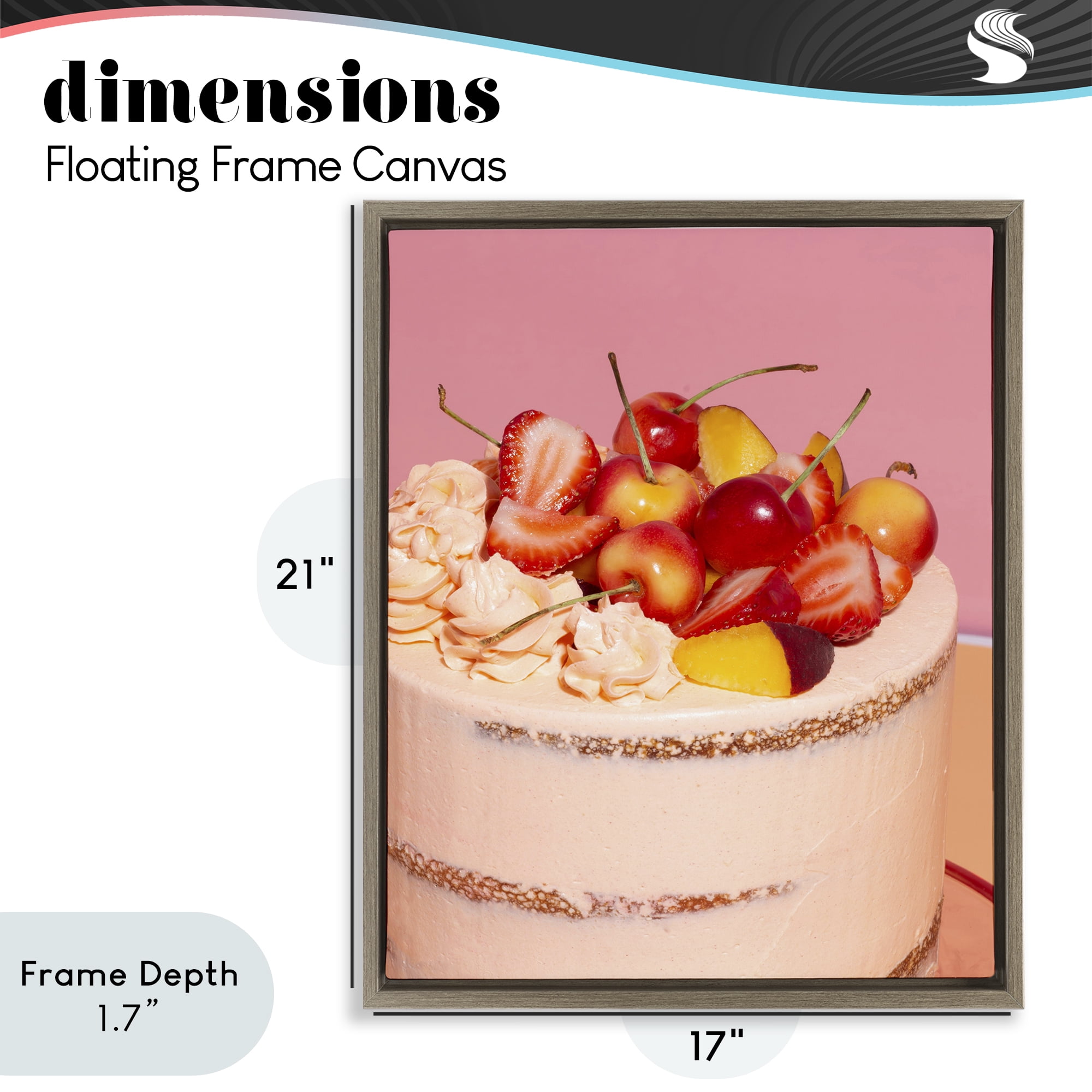 Stupell Industries Strawberry Fruit Cake Brown Framed Floater Canvas Wall Art, design by LISH Creative