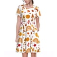 thumbnail image 1 of Balery Fall Gnomes Harvest Vestidos sueltos de manga corta para mujer, vestidos de verano 2025, vestidos casuales de corte A con vuelo., 1 of 6
