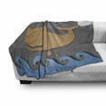 thumbnail image 3 of Whale Soft Flannel Fleece Throw Blanket, Wooden Like Design Whale on the Air Paper Based Mammal Image Print, Cozy Plush for Indoor and Outdoor Use, 70" x 90", Grey Blue and Brown, by Ambesonne, 3 of 6