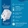 thumbnail image 5 of Ceptics CTU-7 UK, Dubai, Ireland Travel Adapter Plug - Type G - Dual USB Devices, 5 of 11