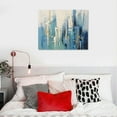 thumbnail image 3 of Chilfamy Ready to Hang Fall Decor Blue Abstract Decoration with Gold Leaf Canvas Wall Art Picture 20x16in 20x16in, 3 of 3