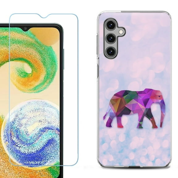 OneToughShield ® Compatible with Samsung Galaxy A15 5G, Shockproof Phone Case, with Tempered Glass Screen Protector - Elephant /Polygon