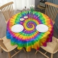 thumbnail image 3 of Rainbow Tie Dye Mandala Pattern Round Tablecloth 60"x60",Wrinkle Wipeable Table Cloth for Kitchen Dining Room Picnic Patio Party, 3 of 6