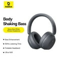 thumbnail image 3 of Baseus Bass 35 Max Over-Ear Wireless Headphones with Bluetooth 5.3, 50H Playtime, Deep Bass, Foldable & ENC Mic for Clear Calls, Gray, 3 of 12