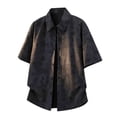 thumbnail image 4 of ZVNAΖH Men's Retro Star Print Shirt, Short Sleeve Collared Button Down Top for Summer Vacation & Daily, S-5XL, 4 of 5