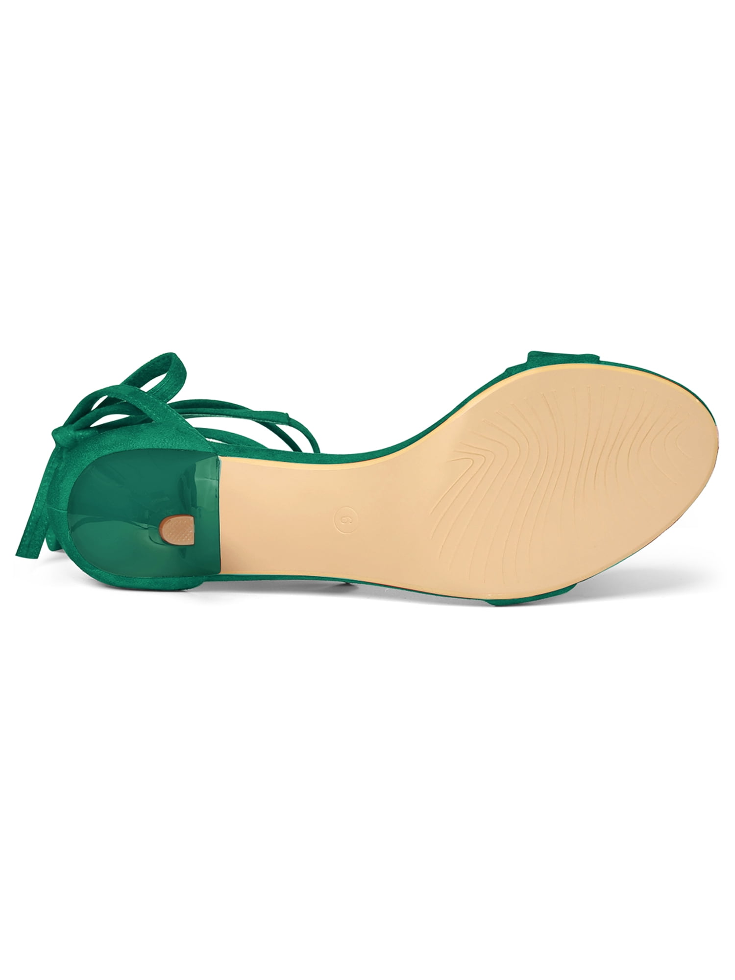 DARING DIVA Women's Casual Stylish Lace Up Black Sandals with Kitten Heel Candy Green 8.5