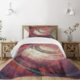 thumbnail image 3 of Ambesonne Antique Quilted Bedspread Set 2 Pcs, Grunge Circles, Twin Size, Red Yellow, 3 of 6