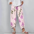 thumbnail image 4 of Pantalones de Mujer Traje Verano Cómodo de Moda Impreso Pantalones Recortados, Pantalones Elásticos Casuales, 4 of 5