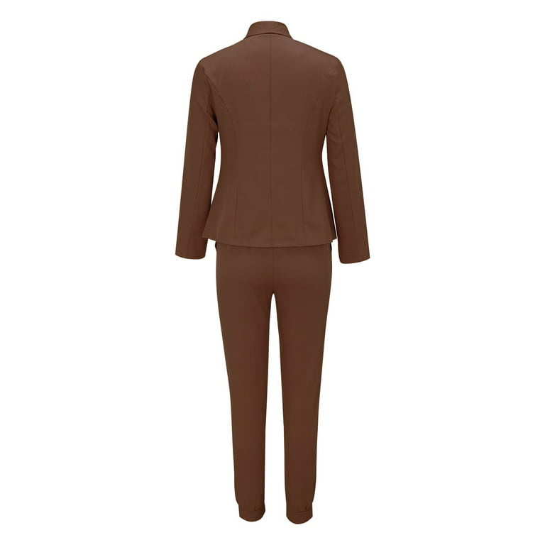 Pantsuit with Long Jacket Women's Two Piece Lapels Suit Set Office