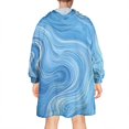 thumbnail image 2 of Blue White Tie Dye Swirl Pattern Wearable Oversized Blanket,Wearable Blanket Hoodie for Adults,Cozy Hooded Blankets with Super Pockets,Super Warm Fuzzy Pullover for Women & Men, 2 of 6