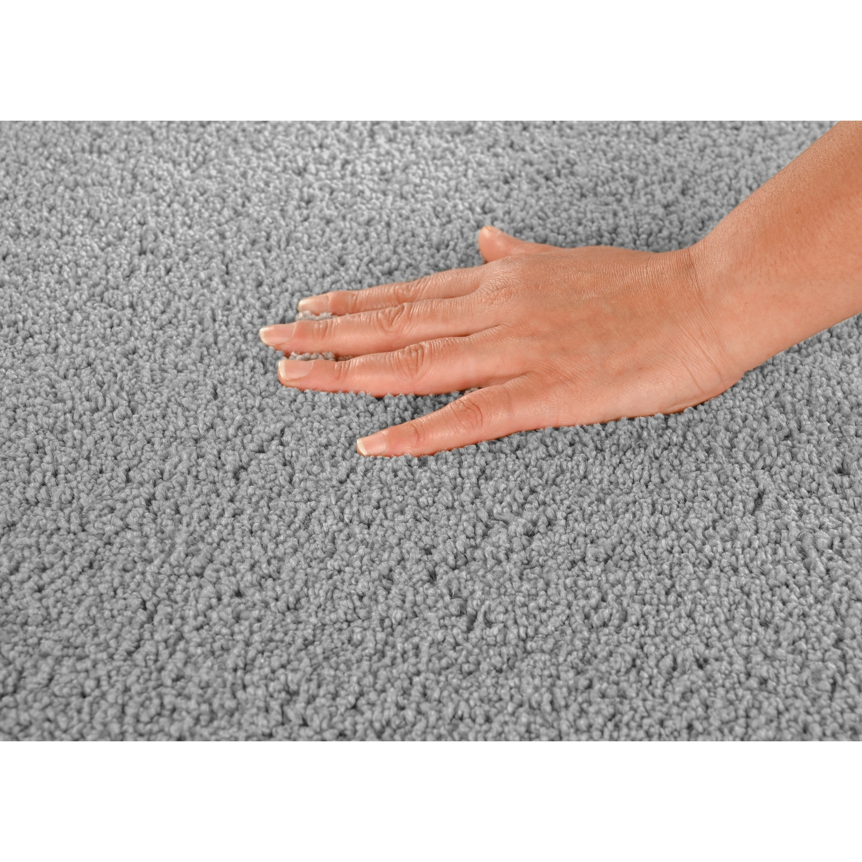 Garland Rug Gramercy Washable Polypropylene Silver Bathroom Runner, 22” x 60”