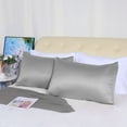 thumbnail image 2 of Unique Bargains Silky Satin Pillow Cases Covers Set of 2 Gray King, 2 of 8