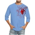 thumbnail image 1 of Camisas de Manga Larga para Hombres Imprimir Casual Cuello Redondo Blusa de Manga Corta, Camisas de Lino para Hombres, 1 of 4