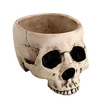 PTC 6.75 Inch Ceramic Open Skeleton Skull Figurine Medium Bowl, Beige