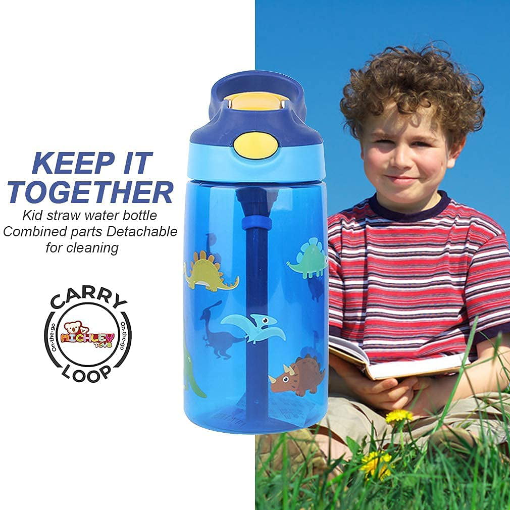 wedrink Kids Water Bottle with Straw BPA-Free Tritan Leak-Proof Sports  Water Bottle for School (12 OZ, Grey)