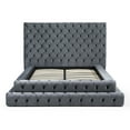 thumbnail image 3 of Eleonora King Size Luxurious Upholstered Velvet Bed in Gray Color, 3 of 9