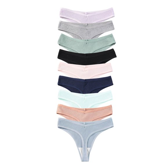 Siminsem Women's Cotton Thong Underwear Seamless No Show Panties Breathable Low Rise Sports Style Laser Cut Invisible Briefs with Cotton Crotch Multipack S-XL, Black,L