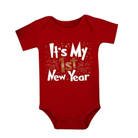 

YDOJG Bodysuits for Boys Girls Toddler One-Pieces Short Sleeve Christmas Cartoon Letter Print Romper Bodysuit Fall Clothes White 6-9 Months