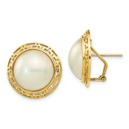 Saris And Things 14k Yellow Gold 14 15mm Cultured Mabe Pearl 14k Yellow Gold 14 15mm Cultured Mabe Pearl Earrings