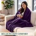 thumbnail image 5 of PAVILIA Soft Lightweight Fleece Throw Blanket for Couch Sofa, Purple, 50x60, 5 of 9