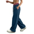 thumbnail image 6 of Jovrlynd Wide Leg Sweatpants Women Drawstring Pockets High Waist Plaid Loose Joggers Casual Fleece Baggy Lounge Pants, S-3XL, 6 of 8