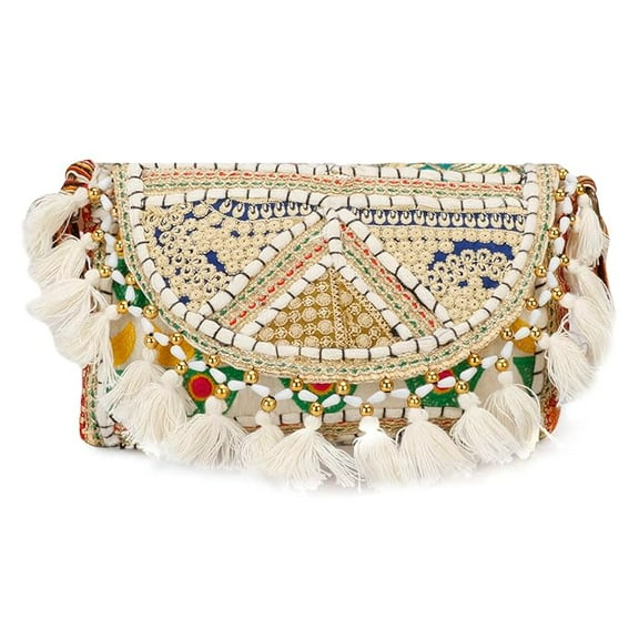 Swadeshi Desire Handmade Cotton Ethnic Rajasthani Embroidered Bags for Women Sling Clutch with Handle Purses for Ladies