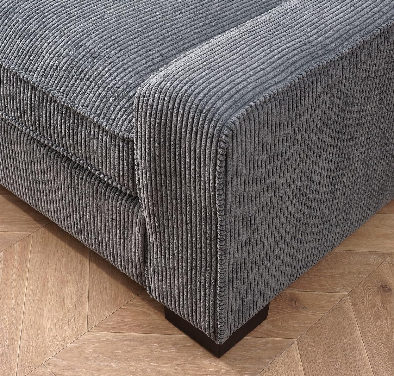 Uspridefurniture Corduroy Luxe Comfortable 3 Seater Couch, Gray