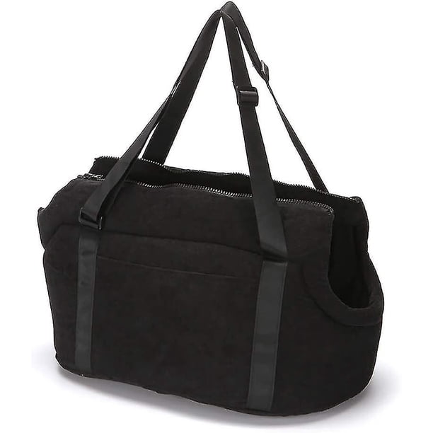 Bolsa lavable para perros, bolso para gatos, cesta para perros, bolsa para conejos, bolsa de viaje de pana para mascotas de campo, negro L