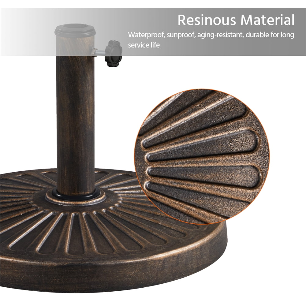 Alden Design 27 lbs Bronze Round Resin and Iron Patio Umbrella Base with Water Resistant