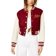 Kendall + Kylie Womens Letterman Cropped Bomber Jacket