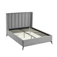 thumbnail image 5 of Posh Living Kam Upholstered Velvet & Wood Queen Platform Bed in Light Gray, 5 of 8