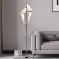 FINE MAKER Paper Crane Floor Lamp, Gold Finish
