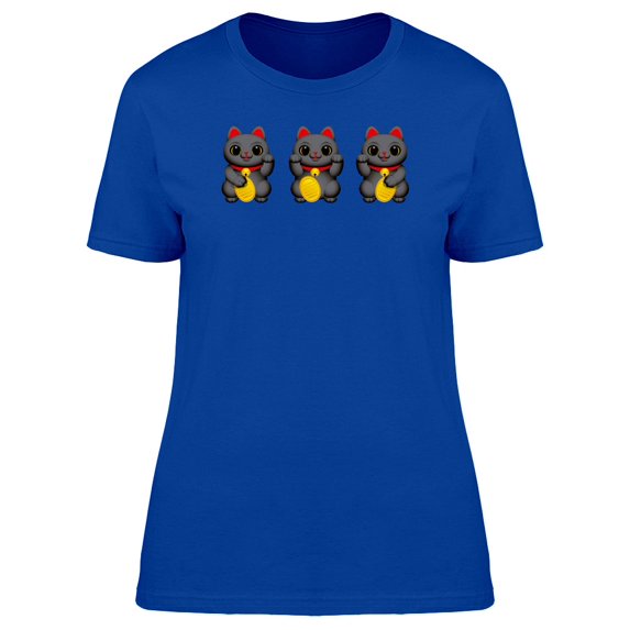 Cute Black Maneki Neko Kittens Tee Women's -Image by Shutterstock