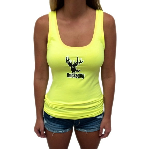 Distressed Safety Green Tank with White BuckedUp® Logo