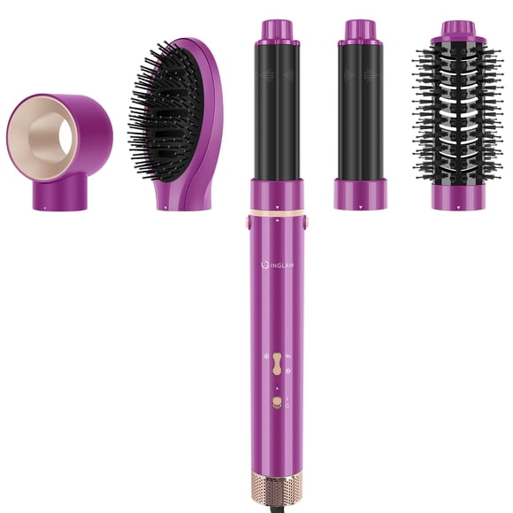 IG INGLAM MegaAIR Styler, secador de pelo profesional 5 en 1 con cepillo intercambiable, motor BLDC sin escobillas de 110 000 RPM, aire caliente iónico, voluminizador y moldeador, color rojo