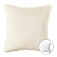 thumbnail image 4 of Phantoscope Designer's Choice Decorative Throw Pillow Set, Fluffy Faux Fur & Pom Pom Velvet Bundle, for Sofa Couch Bedroom, 18" x 18", Beige Fur and Velvet, 2 Pack, 4 of 7
