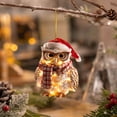 thumbnail image 7 of QISIWOLE 2D Christmas Owl with Glasses Hat Scarf Tree Ornament, Festive Hanging Decoration, 3.15 x 3.15 in Plastic Ornament, for Christmas Tree and Holiday Decor, 7 of 7