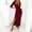 Wine, variant on Ichuanyi Women Sexy Casual V-Neck Long Sleeve Solid Color High Split Sheath Ankle-Length Dress