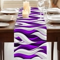 thumbnail image 3 of Table Runners 72 Inches Long Dress Scarves, Purple White Moire Farmhouse Kitchen Table Runner, Coffee Tablerunners, Modern Abstract Art 16x72 Inch, 3 of 9